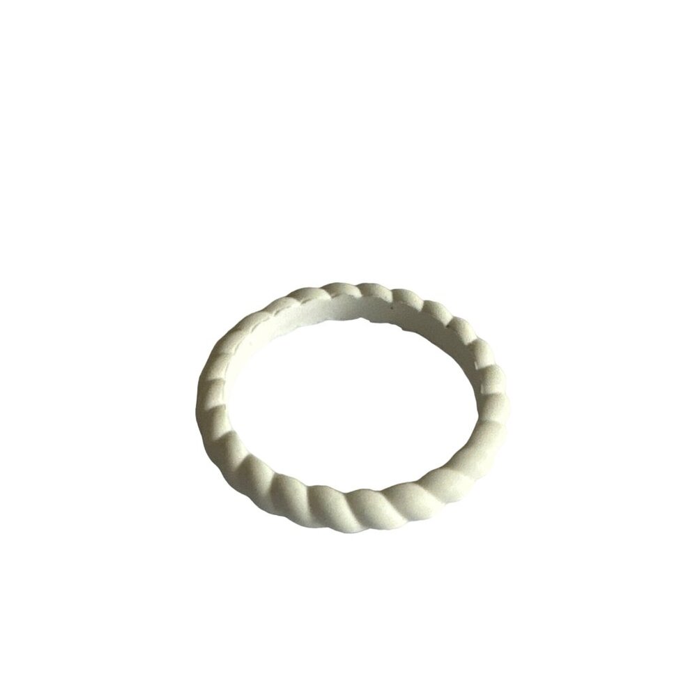 Enso Silicone Ring Unisex Size 7 White Rope Ring Comfortable Lightweight Modern